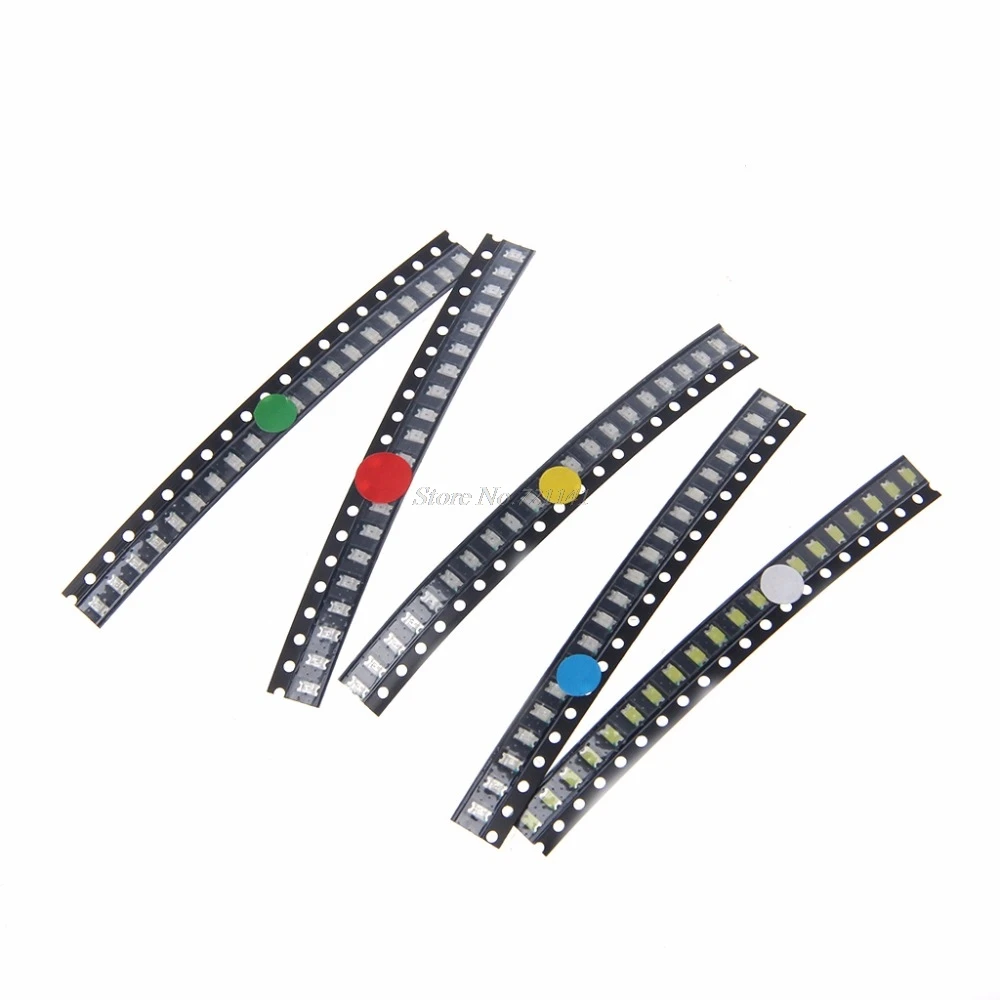 100 шт. 5 цветов 1206 SMD светодиодный светильник красный белый зеленый синий желтый
