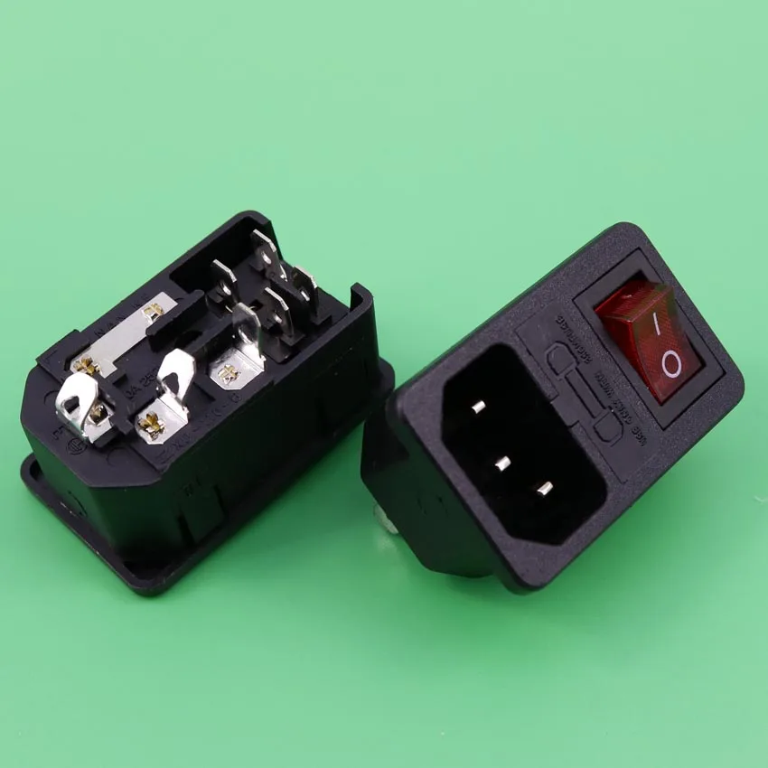 YuXi с плавким предохранителем 10A! Красный кулисный выключатель IEC 320 C14 входная