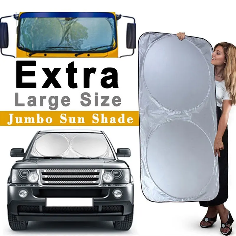 

Large Auto Sun Visor Front Window 150*80 Windshield SunShade Durable Silver