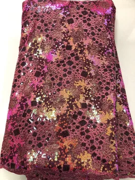 

2020 High Quality French Tulle Beaded African Lace Fabric Sequins Embroidered Nigerian Lace Fabrics For Wowen Dress ELL3833