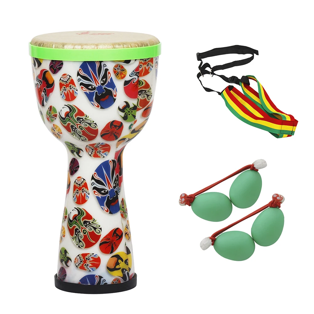 African Drum Djembe Bongo Hand Drum ABS Body 8inch Polyester Drum Head With Egg Shakers Drum Strap for family entertainment