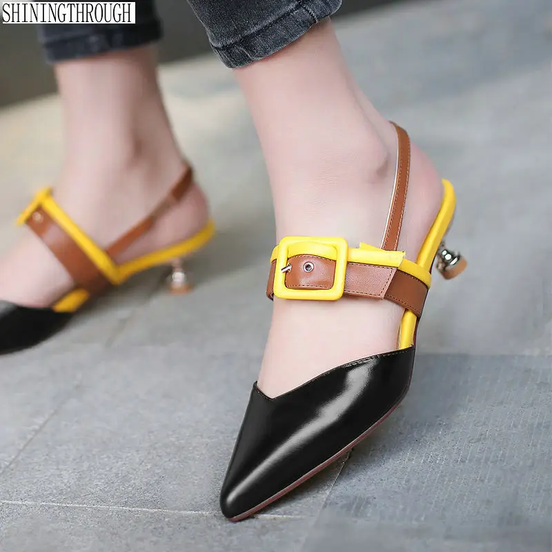 Talons Noir En De À Véritable Cm Cuir blanc Tenue D'été Hauts Femmes Souliers Robe Fête Poined Chaussures 4 Sandales Orteil qwSUUxA