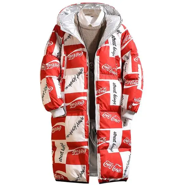 

Men's clothing on both sides wear letter cotton padded jacket male plus fertilizer XL thick long hooded jacket loose fat winter