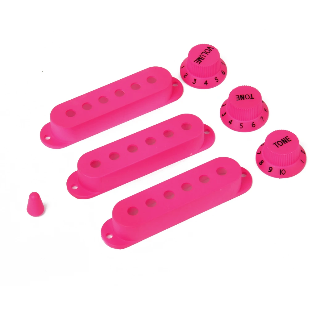 Deep Pink Guitar Pickup Cover and Knobs Switch Tip Set for Electric Guitar Accessory