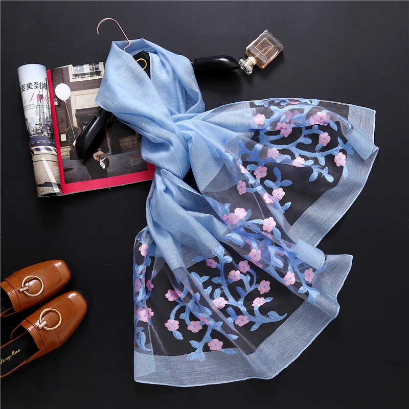  DANKEYISI New Designer Scarf Women Floral Embroidery Wraps Hijab Female Foulard Shawl Ladies Handke