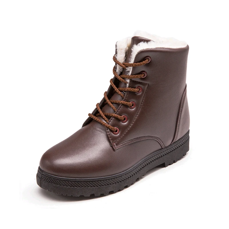 

Women's Snow Boots Winter Warm Flat Anterior Lace-up Ankle Boots Fashion Female Short Tube Cotton Shoes platform Boots women
