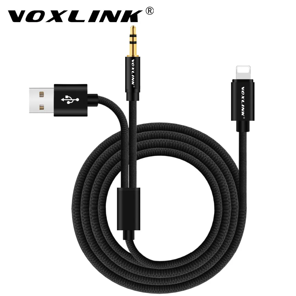 VOXLINK For iPhone 7 Car Aux Cord,Lightning to USB 3.5mm Jack Cable for iPhone Plus 2 in 1 Charging Listening in Car|cable for|jack cable3.5mm jack cable -