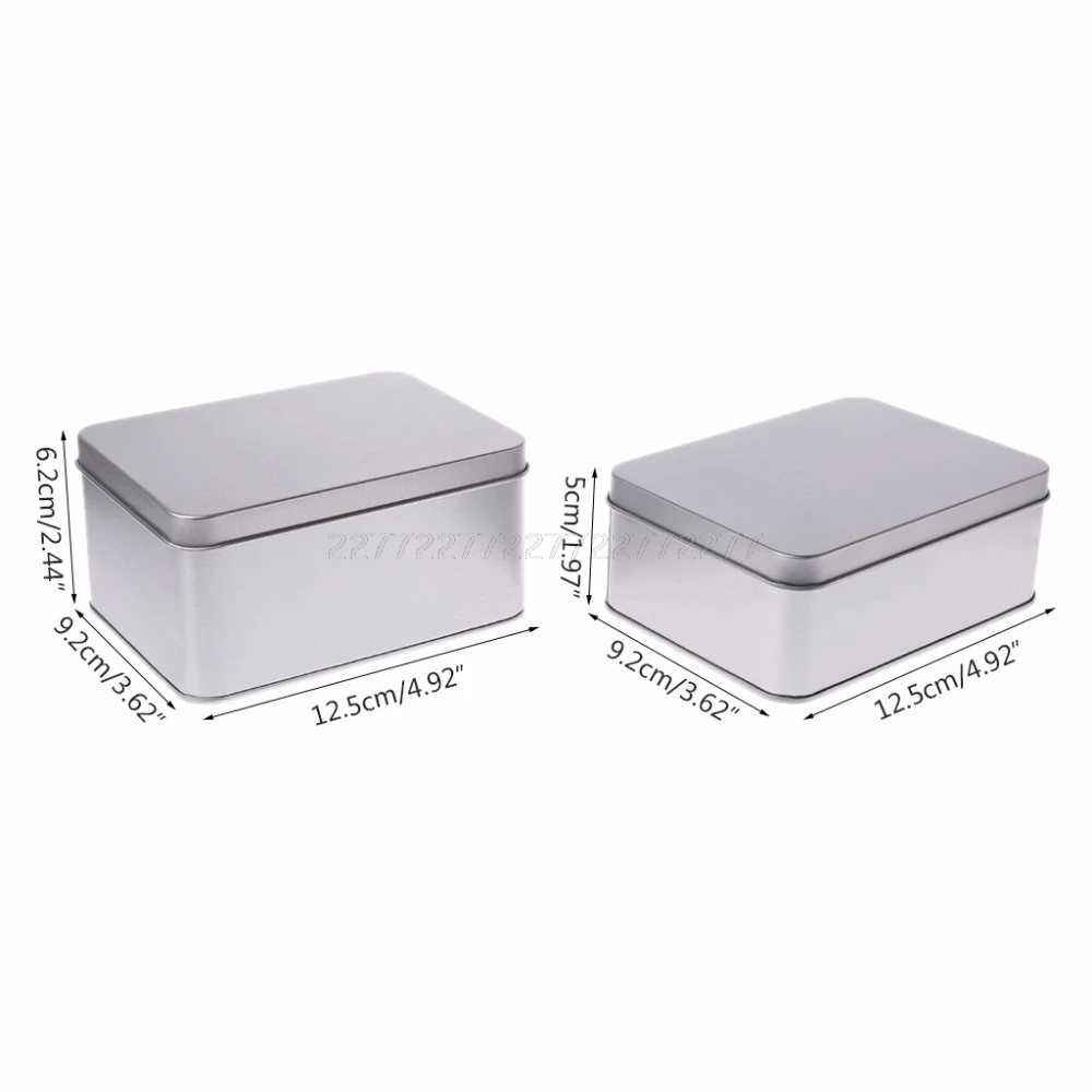 

Portable Rectangular Tin Silver Metal Storage Box Case Organizer For Money Coin Candy Keys Small Items Survival Kit Power Bank