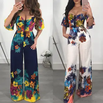 

Hot backless Jumpsuit 2019 Women Off Shoulder Clubwear Backless Playsuit Casual Short Sleeve Party Jumpsuit Romper