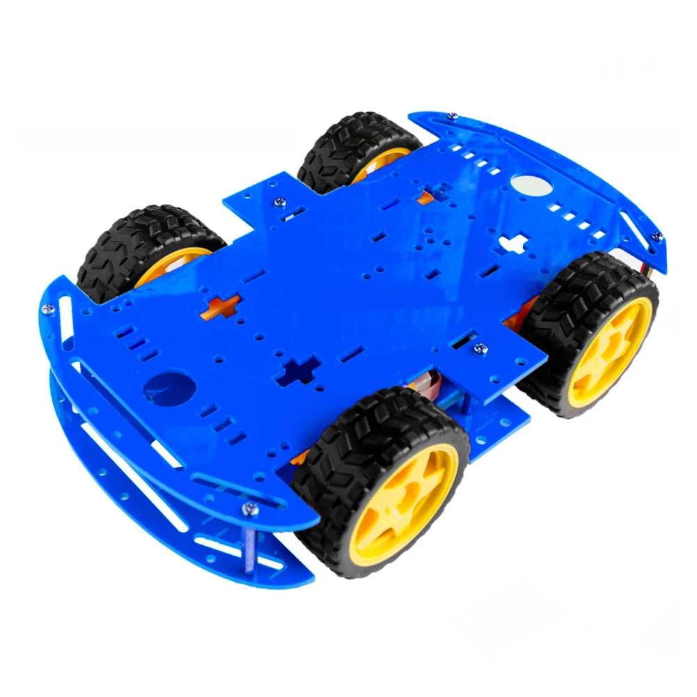 4 колеса шасси наборы запасных частей механическая структура легко установить двигатель Замена умный автомобиль DIY двойной слой с скоростью Тахо - Цвет: Синий