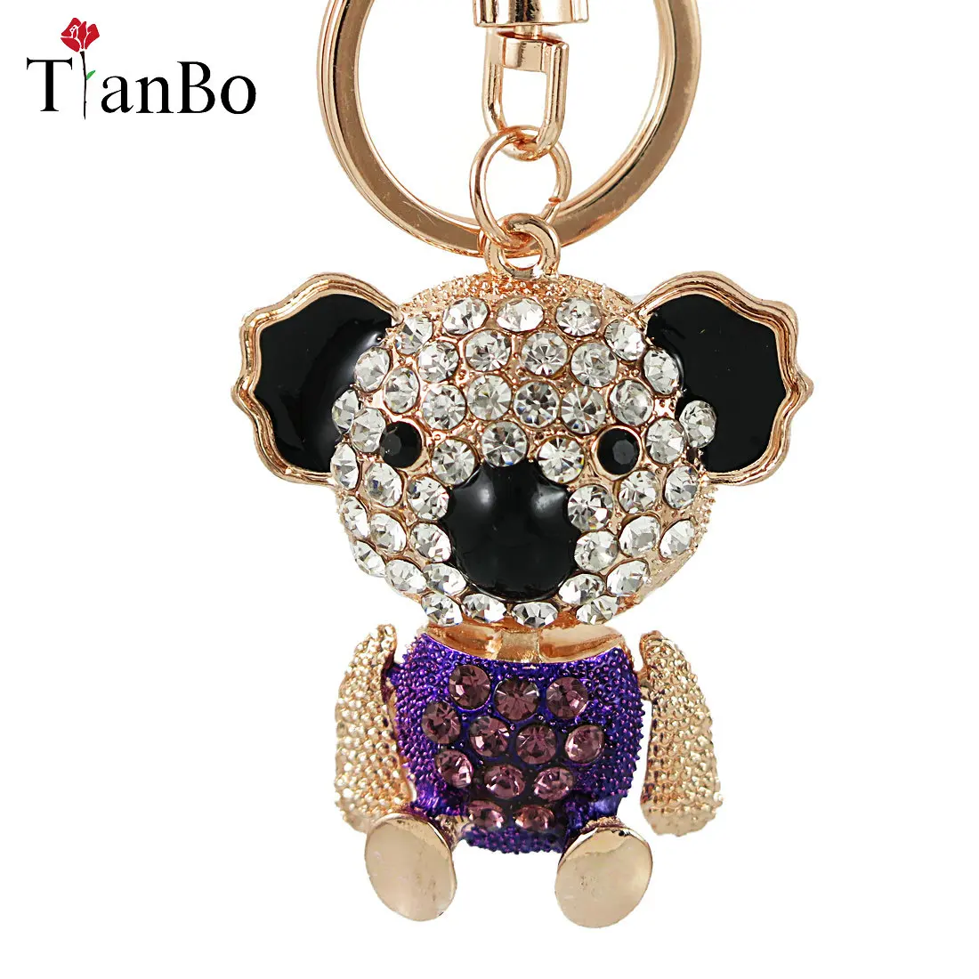 

Luxury Cute Bling Full Crystal Rhinestones Enamel Small Bear Keychain Car Key Chain Ring Pendant For Bag Charm Hot sale Gifts