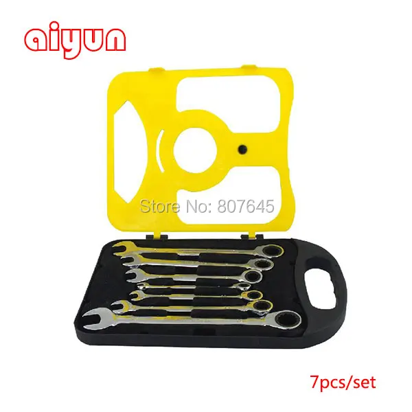 

7PCS/set Chrome Vanadium ratchet wrench set, spanner set CRV grear wrench