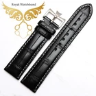 Best Price as low as $198.00 Promotion! 20*18mm Black Genuine Alligator Leather Watch Band Strap Stainless Steel Buckle Free Shipping