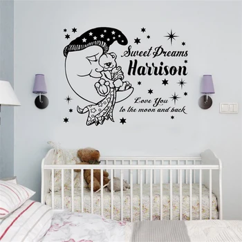 

Personalised Love You To The Moon And Back Wall Art Sticker Home Decorations for kids Boys Nursery Bedroom Decal D869