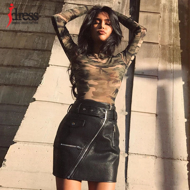 Hambelela Female Clothing Camouflage T-shirt Cape Top Summer Tops O Neck Long Sleeve Blusas Sexy Sheer Womens Tops and Blouses (11)