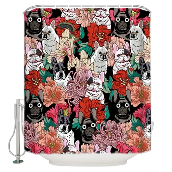 

Because French Bulldogs Extra Long Fabric Bath Shower Curtains Bathroom Decor Sets with Hooks Polyester Home Decoration