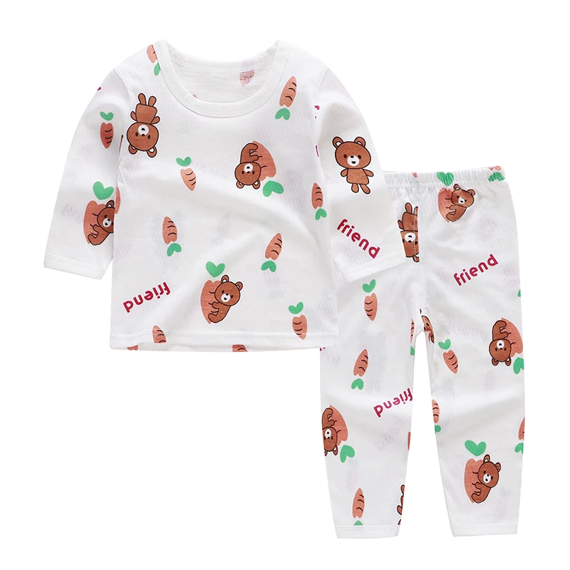 Милая Детская осенняя Пижама, комплект одежды, пижама с героями мультфильмов для мальчиков и девочек детский топ с длинными рукавами+ штаны, домашняя одежда для малышей