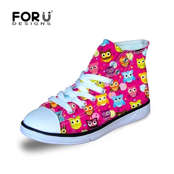 

FORUDESIGNS Kids Lace-Up Shoes for Children Boys&Girls Walking Running Cycling Cartoon Pattern High Top Canvas Sport Shoes