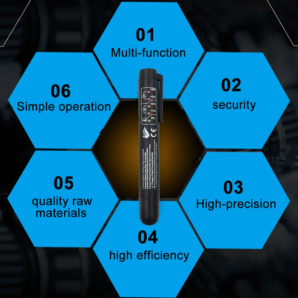 10 шт. OBDII автомобиля Тормозная жидкость тестер ручка с 5 светодиодный 5 светодиодный диагностический инструмент Тормозная тестер для масла точное качество масла