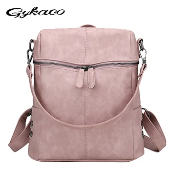 

Gykaeo Female Backpack Women Soft Leather Backpacks for Teenage Girls Fashion Casual Schoolbag Mochila Feminina Sac A Dos Femme