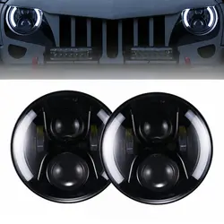 Tnoog 7 дюймов Dot LED Фары для автомобиля лампы комплект проектора для Jeep Wrangler Лада Нива 4x4 Urban УАЗ охотник suzuki samurai