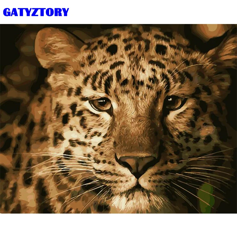 

GATYZTORY Frame Leopard Diy Oil Painting By Numbers Animals Acrylic Paint On Canvas Hand painted Unique Gift For Home Decoration