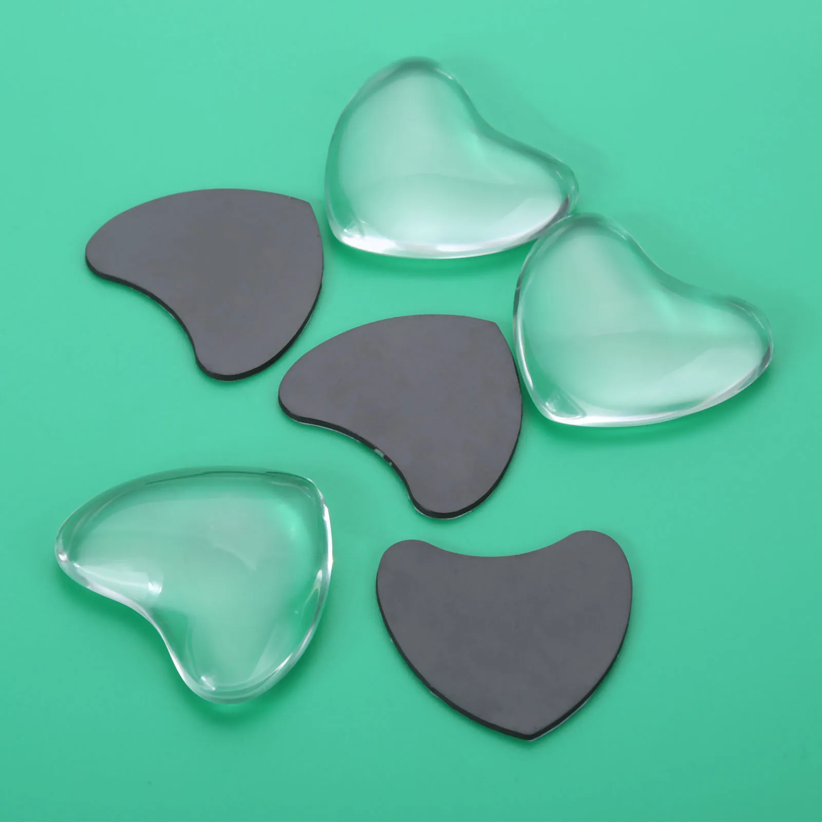 10sets Heart cameo Clear glass dome cabochon 45mm+ Fridge Magnet Sticker DIY Craft Flat-back Jewelry making decoration Hicello