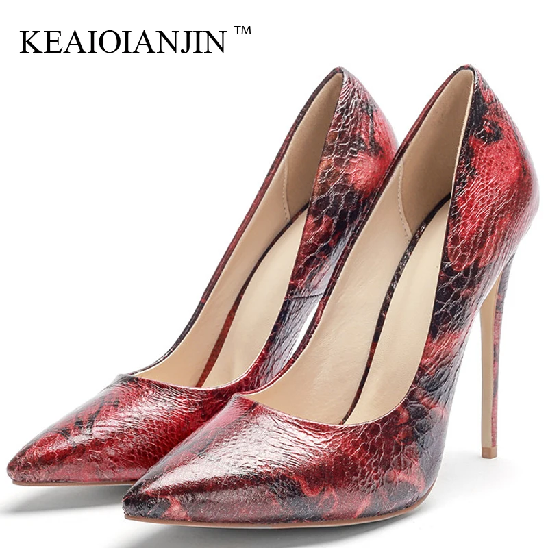 KEAIQIANJIN/Женская обувь на высоком каблуке, пикантная обувь на День святого Валентина, красные, синие, желтые, большие размеры 33, свадебные