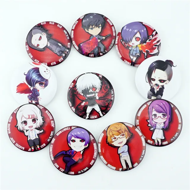 10pcsset Anime Tokyo Ghoul Kaneki Ken Figure Badges Pins Button Brooch 