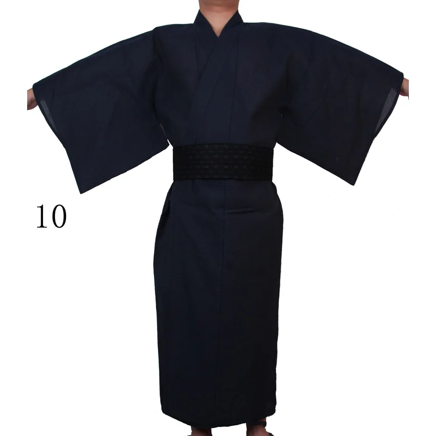 Тонкое мужское японское традиционное кимоно самурая юката Jinbei, купальный халат, свободный стиль, хлопок, Роскошная Одежда для сауны, длинное платье - Цвет: Color10 no belt