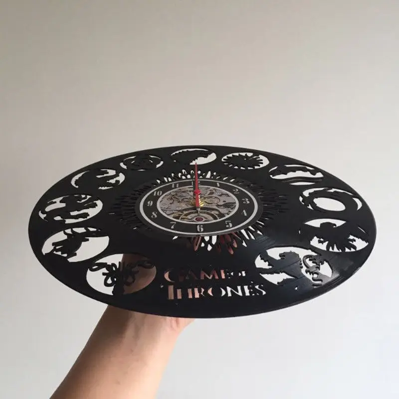 Wandklok Horloge Murale Виниловая пластинка настенные часы дизайн украшения Игра престолов Висячие часы домашний декор бесшумные