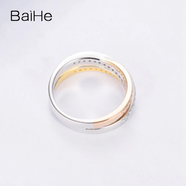 BAIHE Solid 14 K белый и желтый и розовое золото(AU585) 0.36ct круглый H/SI натуральные Алмазы обручальные модный подарок кольцо