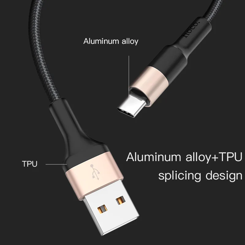 HOCO USB C кабель для samsung S9 S8 2A usb type C Быстрая зарядка кабель для Xiaomi Mi 8 A1 huawei Синхронизация данных USBC Шнур зарядное устройство Tipe C