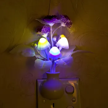 

Lovely Colorful LED Lilac Night Light Lamp Mushroom Romantic Lilac Night Lighting For Home Art Decor Illumination US/EU Plug