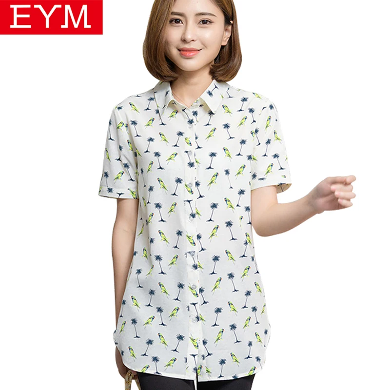 

Women Blouses Short Sleeve 2019 Summer Fashion Print Long Style Women Shirt Chiffon Blusas Tops Plus Size Female Blouse Clothes