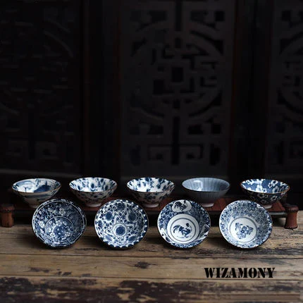 Чайная чаша WIZAMONY Bue и белая фарфоровая чайный сервиз керамическая кунг фу с