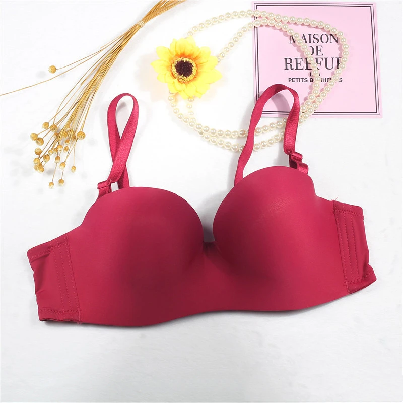 

Solid Glossy Seamless Half Cup Bras Women Padded Push Up Bras Soft Comfort Underwear Brassieres