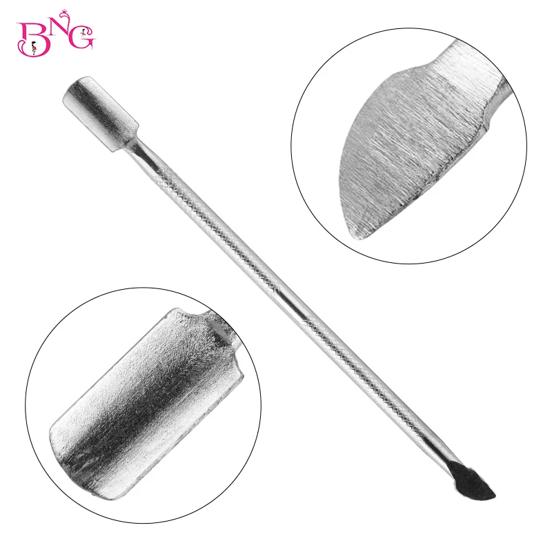 

BNG 1pcs Cuticle Pusher Stainless Steel Nail Art tools 2 Way Pedicure Manicure Care Cleaner Nail Care Tool Finger Dead Skin Push