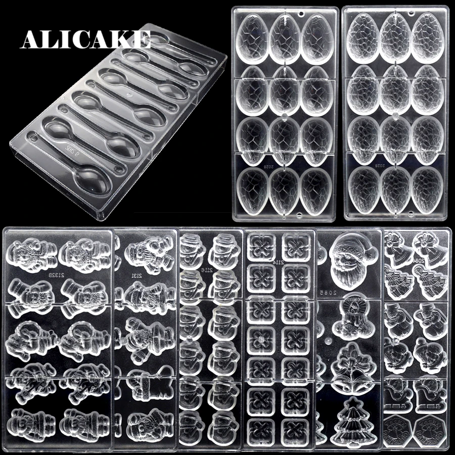 

3D Chocolate Candy Molds Polycarbonate Plastic Forms Bakery Baking Pastry Cake Tools Trays for Chocolate Form Christmas Moulds