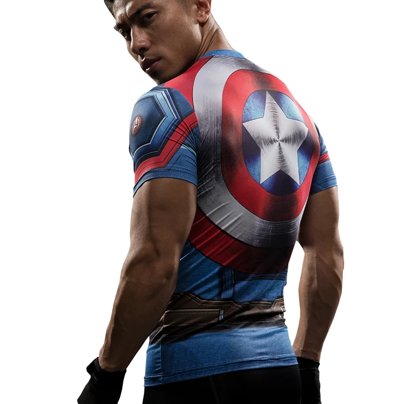 Компрессионная футболка с длинными рукавами Marvel, Америка, капитан, война, Мужская футболка с 3D принтом, футболки для косплея,, летние фитнес колготки