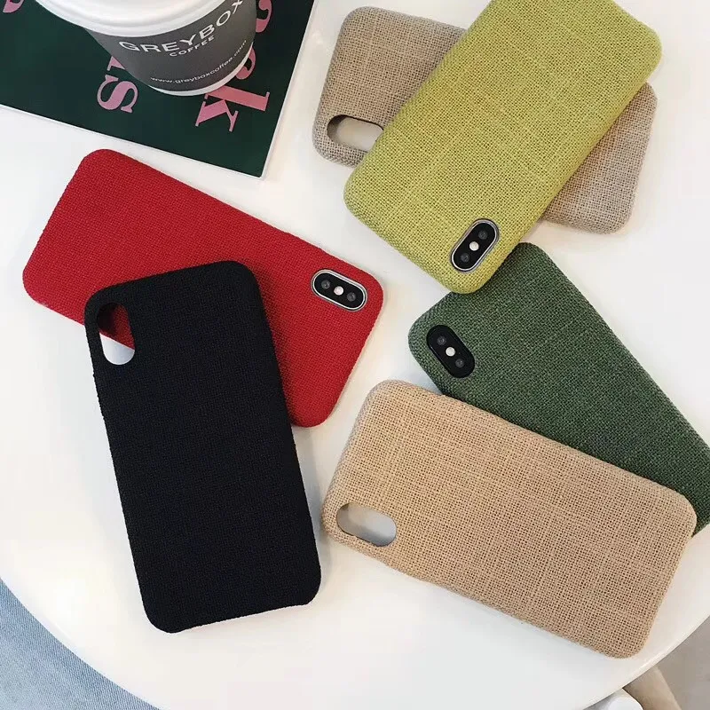 LUDI Vinatge Canvas Cloth Phone Case for iPhone 7 Cases Soft Fabric Texture Solid Color Fundas Capas for iPhone X 6 6S 7 8 Plus 03