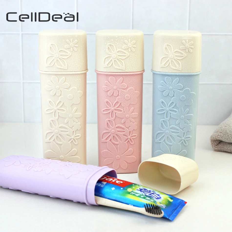 CellDeal портативный резной держатель для зубной щетки с цветком путешествий на