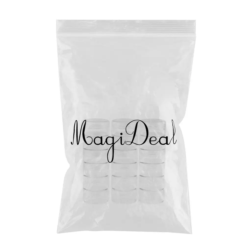 MagiDeal 6 Tiers Empty Stackable Jar 18 Clear Round Containers w/ Screw Lids Multi-Use Storage Container To Storage Eyelash