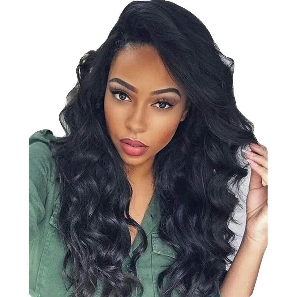 

Lace Front Human Hair Wigs Wet And Wavy Malaysian Pre Plucked Lace Front Wig With Baby Hair Black High Density Remy For Women