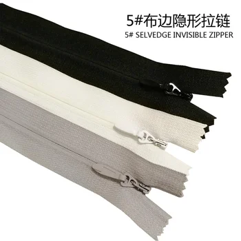 

100pcs/lot 5# Invisible Zipper Off White Black Grey Coil Nylon Close End Wedding Dress Bag Tent Skirt Garment Sewing Accessories