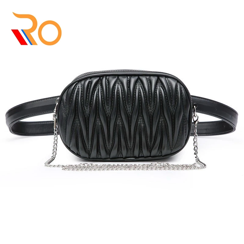 

Pleated Waist Bags Women Belt Bag Chain Shoulder Crossbody Bag PU Leather Fanny Pack For Women Chest Bag