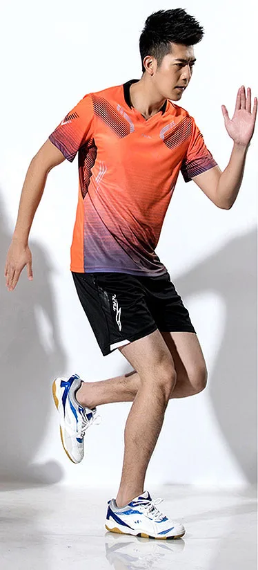 Женские теннисные футболки, мужские футболки для бадминтона, теннисные шорты, костюм, крутая футболка для пинг-понга, одежда для теннисной скатерти - Цвет: Women  Orange Sets