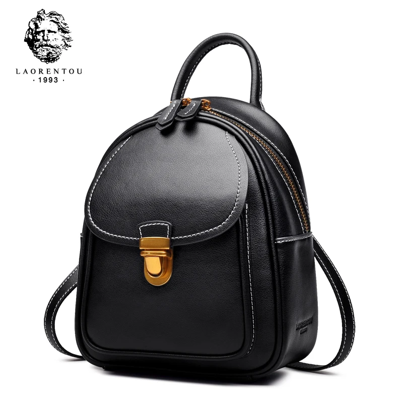 

LAORENTOU Women Backpack Ladies Casual School Bag Female Genuine Cow Leather Backpacks Fashion Shoulder Bag for Teenager Girls