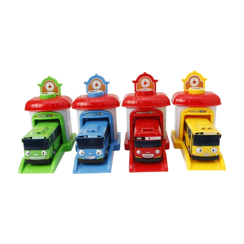 

4 pieces / set scale model small bus children's mini bus plastic baby garage bus children's toys Christmas gifts New