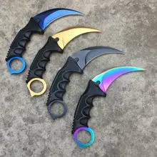 CS GO Counter Strike Black Karambit Knife Neck Knife Golden RED with Sheath Tiger Tooth Real Game Knife Factory Wholesale Gift